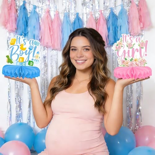 Boy Baby Shower Decorations Set - Kit with blue Honeycomb Centerpiece, Baby Reveal & Themed Table Decor for the Baby Boy Shower Decorations - Image 7
