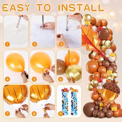 2 Set Fall Balloon Arch Kit Adjustable Fall Column Stand Thanksgiving Balloon Towers with Pinecone Maple Leaves Balloons for Thanksgiving Autumn Harvest Baby Shower Birthday Party Decoration - Image 5