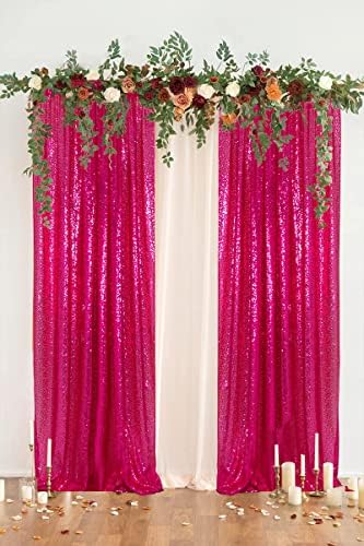 PartyDelight Hot Pink Sequin Backdrop Curtains 2x8ft 2 Panels - Image 6