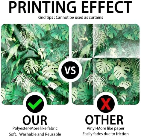 7x5FT Polyester Tropical Jungle Palm Leaves Backdrop Summer Hawaiian Safari Green Plant Photography Background Supplies Luau Aloha Birthday Party Decor Banner Photo Booth Studio Props - Image 3
