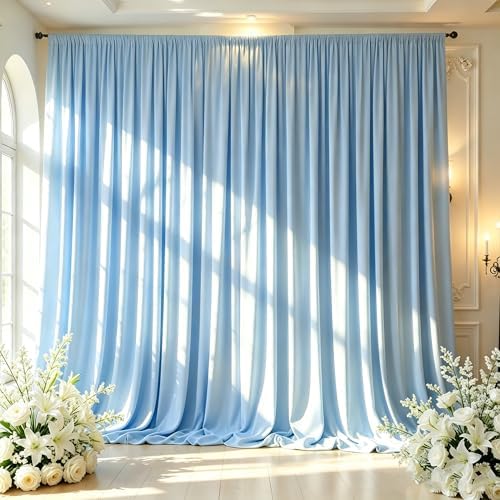 Baby Blue Backdrop Curtain - 10x10FT Back Drop Curtains for Parties Wrinkle-Free Soft Polyester Backdrop Wedding Decoration Photoground Backdrop Stain-Resistant for Back Drop Stand, 2 Panels by HAEFOOPartyDecorations