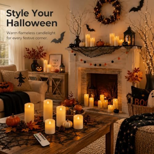 Enido Set of 24 Outdoor LED Candles, Battery Operated Flickering Waterproof Candles with 4 Remote (D2.2'' x H4''5''6'') for Halloween,Wedding,Christmas Decor(White) - Image 5