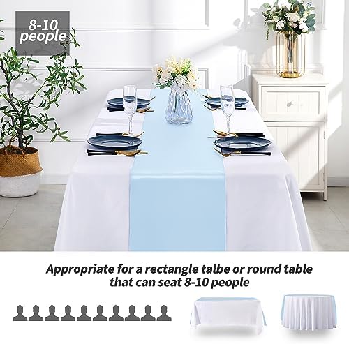 SiinvdaBZX 12 Pcs Light Blue Satin Table Runner 12 x 108 inches Long - Image 3