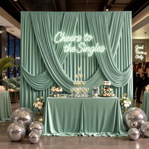 50ftx10ft Wrinkle Free Sage Green Backdrop Curtains for Parties, 10 Panels 5x10ft Silky Polyester Photo Backdrop Drapes Back Drop Cloth Drapery for Wedding Birthday Photography Background - Image 4