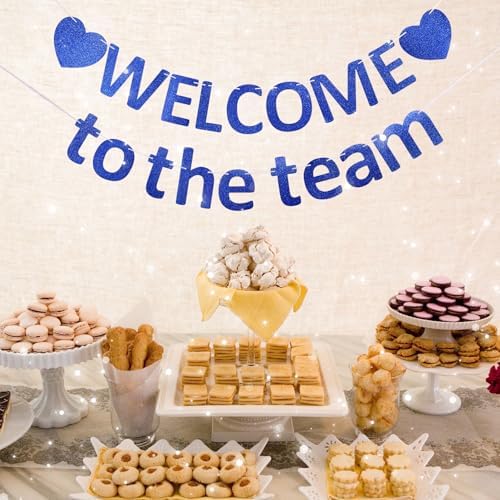 Pre-Strung Glitter Welcome to the Team Banner Welcome Banner Welcome Decorations for Office New Hire Events Corporate Onboarding & Team Building Parties (Blue) - Image 4