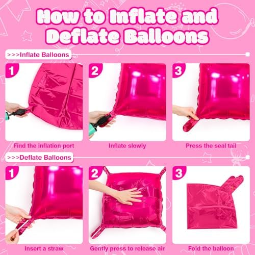 NISOCY 25PCS Hot Pink Square Foil Balloons Wall Backdrop - Image 3