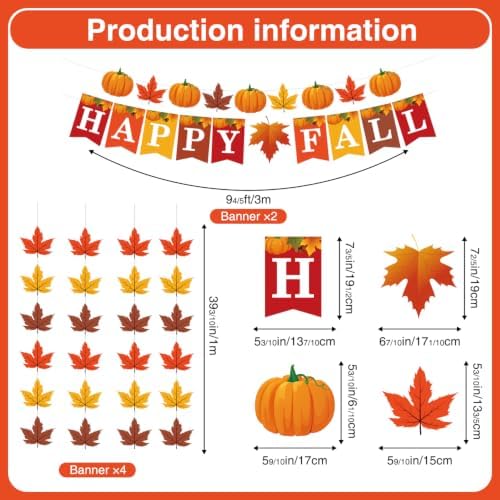 Biswiter Fall Decor, Hello Fall Banner & Pumpkin Paper Lanterns Set - Image 4