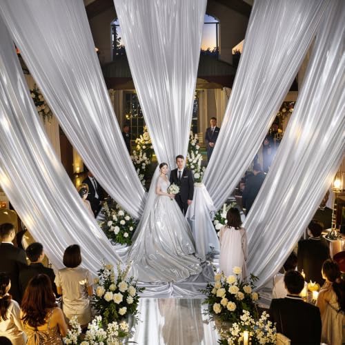 2 Panels 5ft(W) x 20ft(L) Silver Backdrop Curtain for Wedding Parties by PartyVillage