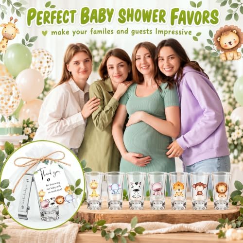 50 Sets Baby Shower Favors Shot Glasses Keychain Gifts, Safari, Mixed - Image 6