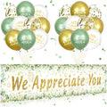 We Appreciate You Decorations Sage Green Appreciate You Banner Yard Sign with 18 Pcs Balloons Thank You for All You Do Banner Employee Staff Gifts Teacher Eucalyptus Leaves Appreciation Party Decor by Unknown