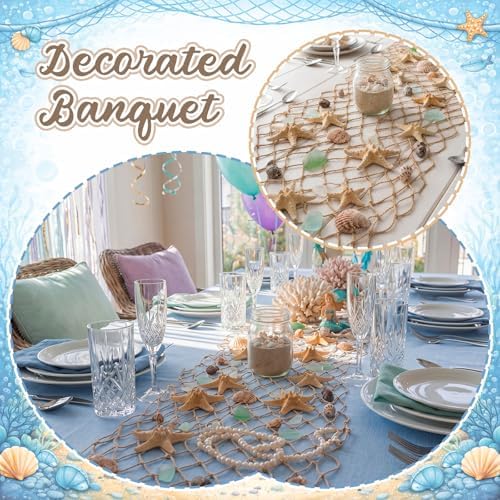 SATINIOR 6 Pcs 12 x 108'' Fishing Net Table Runner Party Decor, Linen - Image 6
