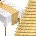 12 Packs 12 X 72 Inch Sequin Table Runner Glitter Dining Table Runner for Birthday Wedding Engagement Bridal Baby Shower Bachelorette Holiday Celebration Party Supplies Decorations (Champagne Gold) by Fivenl