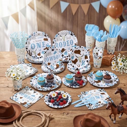 450 Pcs My First Rodeo Birthday Tableware Set, Serve 50, Blue - Image 6