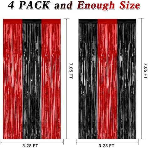 ZATAYE 4 Pack Black Red Halloween Foil Curtain Streamer Decorations - Image 2