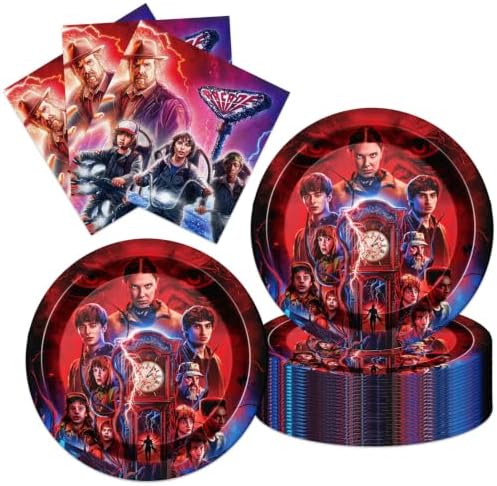 Party Supplies 40pck include 20 plates, 20 napkins for the Stranger Things birthday party decoration (White-20) by ShrooFit