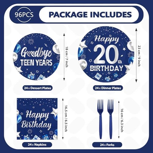 96Pcs 20th Birthday Party Decorations Serves 24 - Image 5