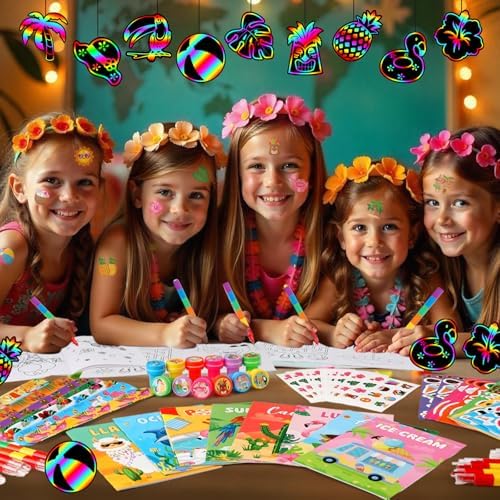 BenLouis 96Pcs Hawaiian Luau Coloring Set for Kids Party Favors - Image 6