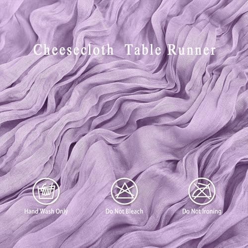 8 Pack Lavender Cheesecloth Table Runner 17x108 inch Boho Gauze Cheese Cloth Table Runners for Wedding Party Baby Bridal Shower Home Decor - Image 3