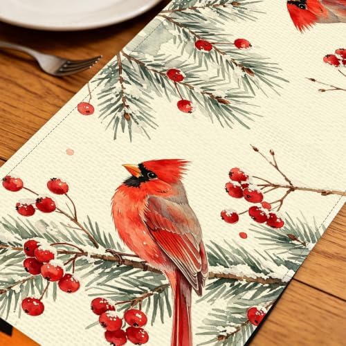 Christmas Cardinal Table Runner Winter Cardinal Christmas Party Decorations - Image 6