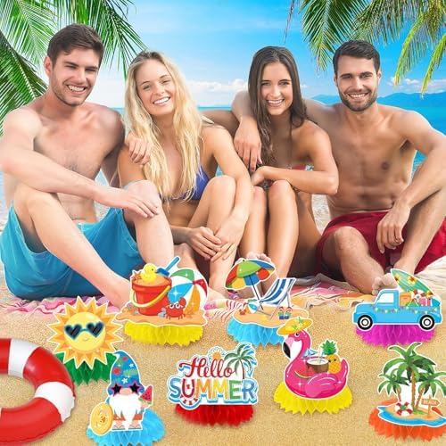 JULMELON 8PCS Summer Beach Pool Party Decorations, Honeycomb Centerpieces - Image 6