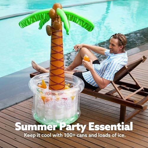 JOYIN 60" Inflatable Palm Tree Cooler, Beach Theme Decor, Pool Party Decorations, Luau Hawaiian Birthday Party Supplies, Ocean Jungle Tropical Themed Summer Outdoor Drink Cooler - Image 6