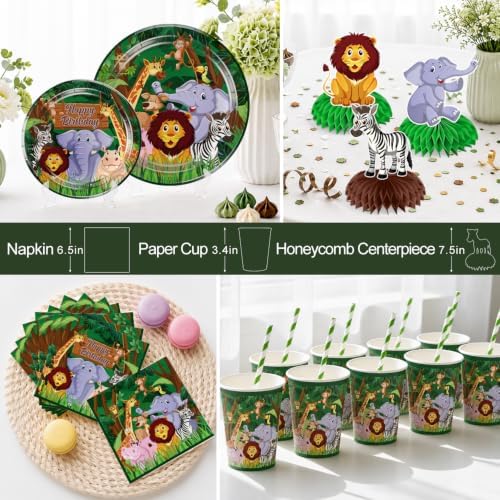 Xynic 205Pcs Jungle Party Decorations Tableware Set, 25 Serves - Image 5