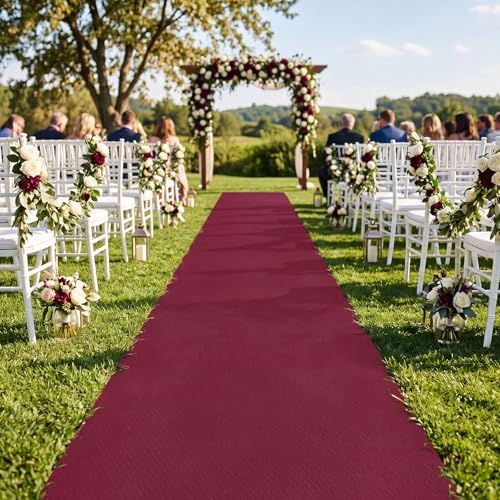 Shappy Wine Red Carpet Runner for Wedding Party Aisle with Tape - Image 2