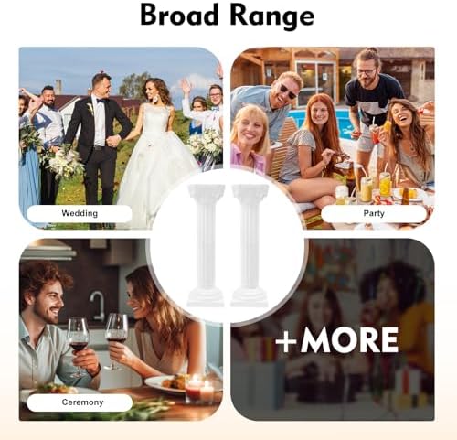 2PCS Wedding Roman Column 34.65" H Wedding Roman Column Pillars Set White Elegant Pillars Stand Event Decorative Column with Adjustable Height & Detachable Base for Weddings Parties Garden Decor - Image 6