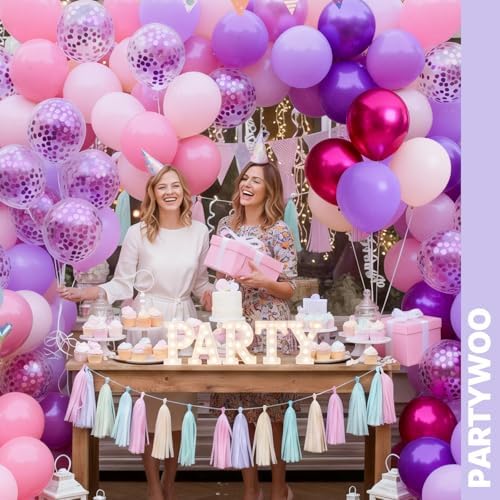 PartyWoo Pink and Purple Balloons 66pcs 12 Inch Pink Purple Balloons - Image 4