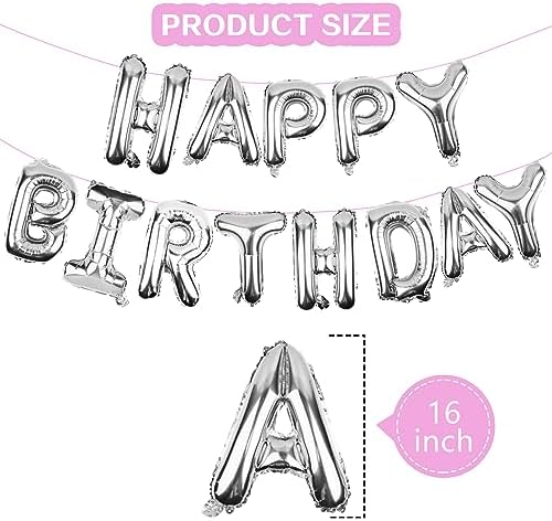 Silver Happy Birthday Balloons Banner (3D Silver Lettering) Mylar Foil Letters | Inflatable Party Decor and Event Decorations for Kids and Adults | Reusable, Ecofriendly Fun - Image 2