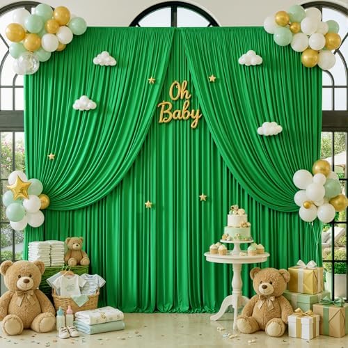 50x12 ft Green Backdrop Curtains for Weddings Parties, Birthdays and Photos - Image 5