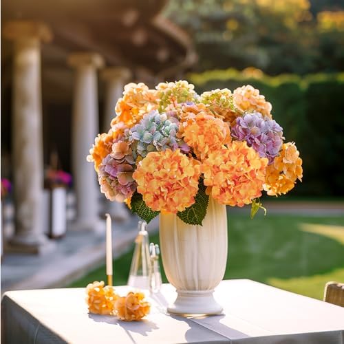 Auihiay 64Pcs Fall Hydrangea Artificial Flowers, Orange Faux Hydrangeas - Image 5