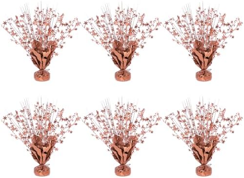 6 Pack Metallic Foil Spary Centerpieces for Tables, Rose Gold Centerpieces for Tables Decorations, Star Brust Table Centerpieces for Birthday Graduation Wedding Baby Shower Party by Unknown