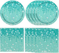 40Pcs Teal Plates and Napkins, Teal Party Decorations Include 20 Disposable Paper Plates and 20 Paper Napkins for Weddings, Baby Showers, Birthdays, Engagement Parties by Actoridae