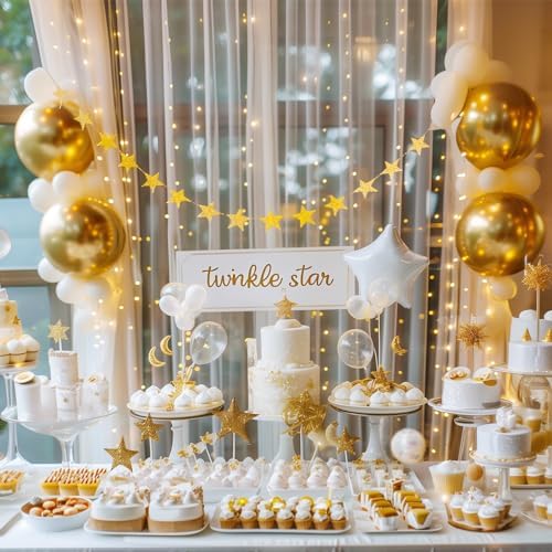 20 FT x 8 FT White Backdrop Curtain - Tulle Backdrop Curtain with 9.8FT Lights String - Sheer Backdrop Curtains with 4 Inch Rod Pockets for Birthday Weddings Baby Shower Celebration Party Decorations - Image 6