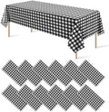 12Pack Black and White Plastic Checkered Tablecloth, Premium Decorative Disposable Black Gingham Plaid Tablecloths for Parties, Rectangle Party Table Cover for Picnic Farm Birthday Wedding, 54x108Inch by RAGNHILD