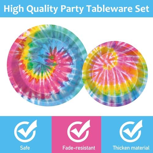 Qyeahkj 25 Guests Tie-Dye Party Supplies, Tie-Dye Party Plates Napkins Forks Set for Tie-Dye Birthday Party Decorations Boys Tie-Dye Birthday Party Supplies Favors (QY0103) - Image 3