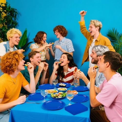 Blue 7Inch Paper Plates and Napkins Party Supplies, 50PCS - Image 6