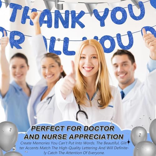 Fulmoon Pre Strung Thank You for All You Do Glitter Banner, Navy Blue - Image 5