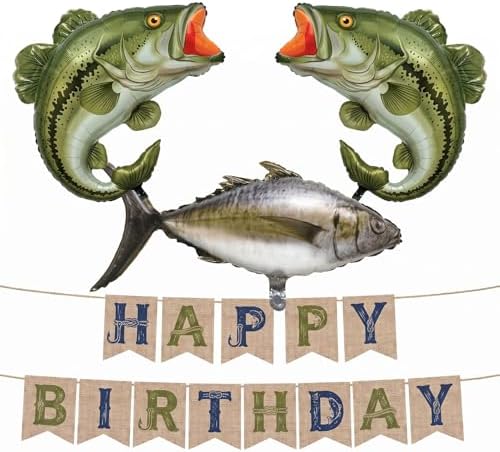 Sea ​​bass tuna Fish Balloons Banner Fishing Balloons Banner Ofishally One Birthday Fishing Party Decoration Gone Fisherman Theme Birthday Decor - Image 6