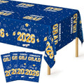 QZYL 4 Pack Graduation Decorations 2026, 54" x 108" Blue and Gold Disposable Graduation Table Cloths, Grad Party Decorations for Class of 2026, Rectangle Plastic Tablecover for College Congrats Grad by QZYL