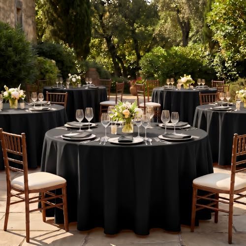 Fitable 6 Pack Black Round Tablecloths - 70 Inches in Diameter - Image 6