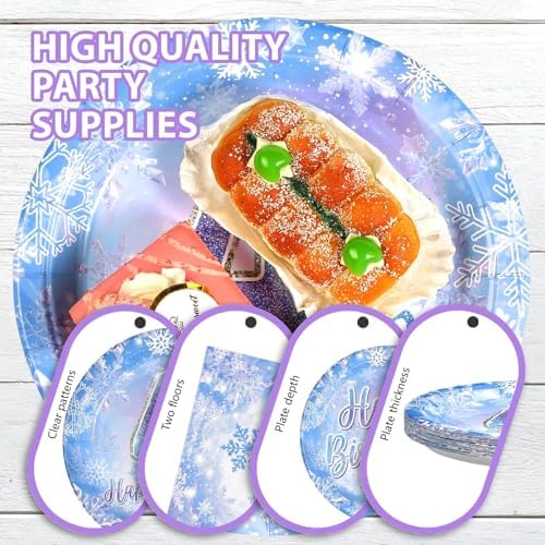 96Pcs Frozen Party Supplies Plates Winter Onderland 4th Birthday Plates - Image 6