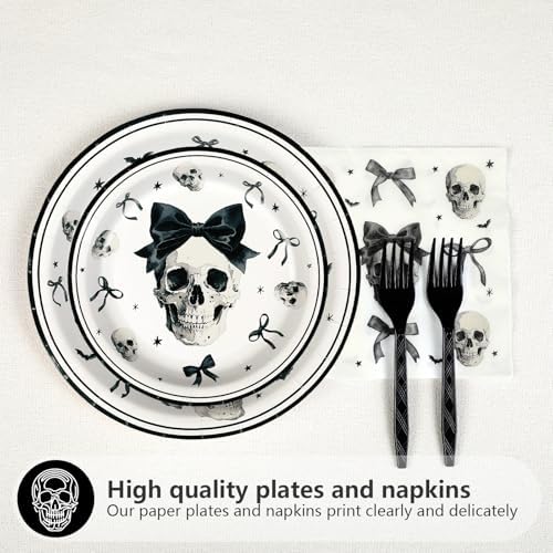 Grencian 96Pcs Gothic Birthday Decorations for Halloween Serves 24 - Image 3