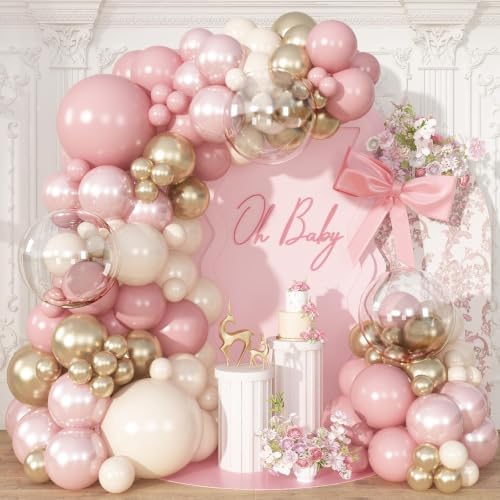 Dusty Pink Balloon Garland Arch Kit Double Stuffed Pink Gold Balloon by Froova