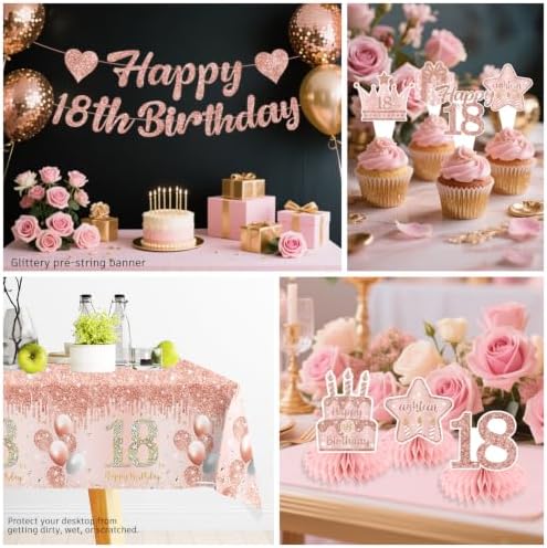 193Pcs Xynic 18th Birthday Decorations for Girls Tableware Set, Serves 25 - Image 6