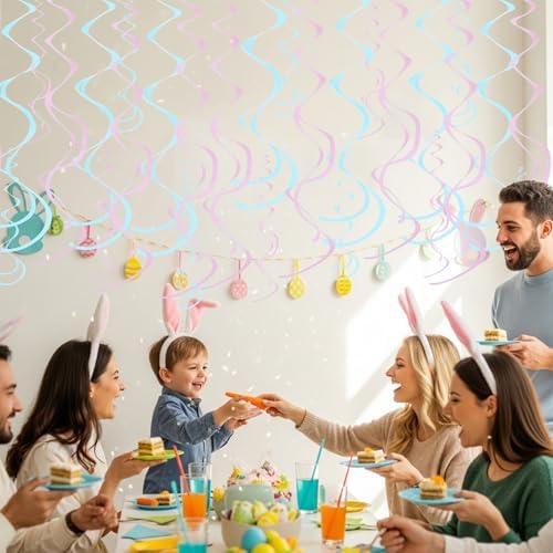 BEISHIDA 24Pcs Matte Pink Blue Hanging Swirls Gender Reveal Decor - Image 5