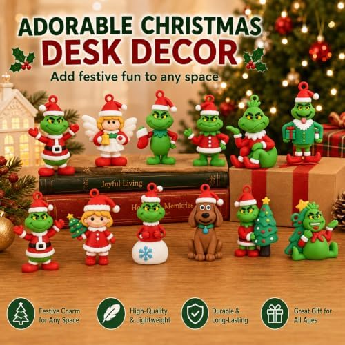 Green Monster Mini Christmas Decorations Figurines (24 Pcs) - Image 3