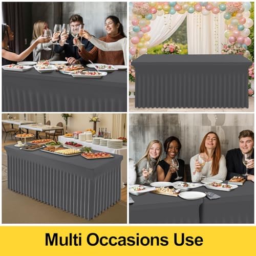 Smiry Spandex Elastic Fitted Table Cloth Skirt for 8FT Rectangle Table - Image 6