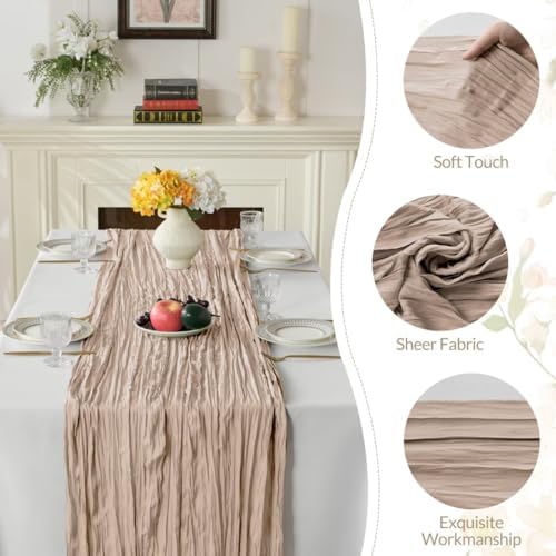 6 Pack Nude Cheesecloth Table Runner 35"×120" Gauze Fabric Table Runner - Image 6